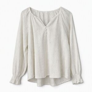 Frye Salt Breeze XL Cream Boho Festival Blouse Embroidered Laser Cut Peasant Top